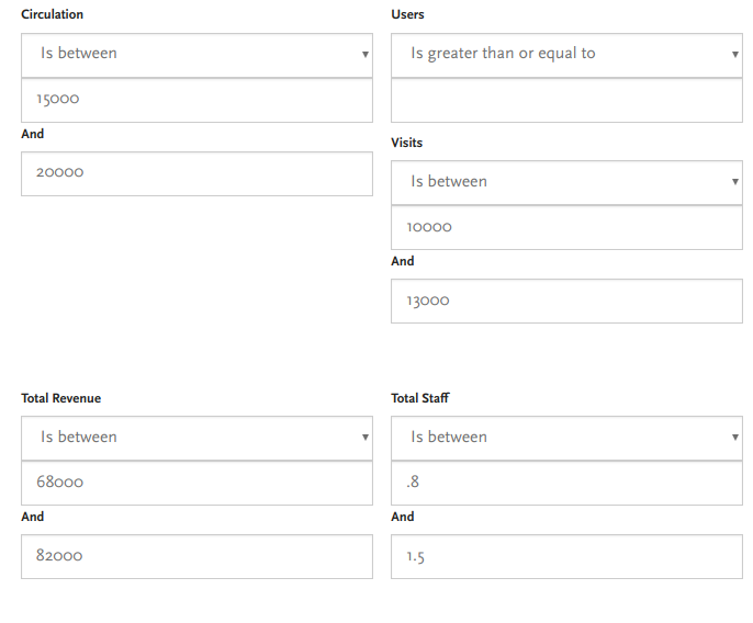 screenshot of library comparison tool