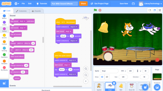 image of Scratch coding environmnet